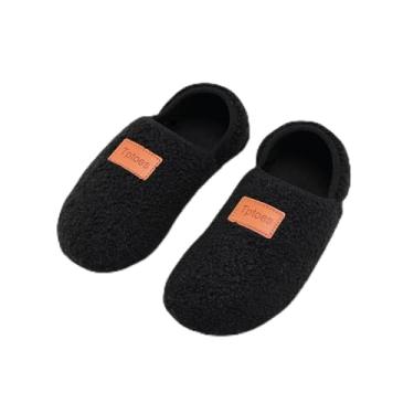 Imagem de Chinelos de casa infantis para meninos e meninas, sapatos de casa descalços aconchegantes, leves, antiderrapantes para uso interno, Preto, 8-9.5 Toddler