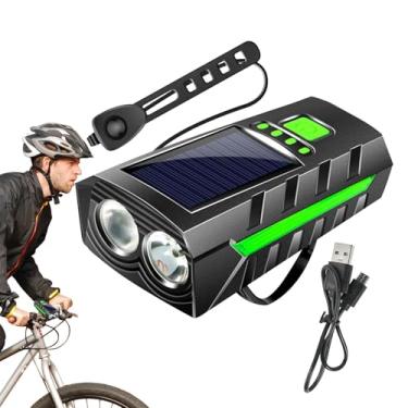 Imagem de Shakven Faróis de ciclismo, farol para bicicleta,Luzes dianteiras de ciclismo para passeios noturnos - Farol dianteiro de ciclo de carregamento solar, farol poderoso à prova d'água para ciclismo,