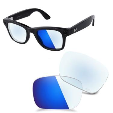 Imagem de AOZAN Lentes de substituição ANSI Z87.1 compatíveis com óculos Ray-Ban Meta Wayfarer (Gen 2) RW4012 50 mm AI Glasses, Eclipse Blue Photochromic, (Gen 2) RW4012 50mm