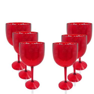 Imagem de Kit 6 Taças Gin Vermelho Acrílico Copo Gin - Krystalon