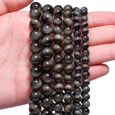 Imagem de Song Xi 60 peças de contas de pedra preciosa olho de tigre cinza de 6 mm para fazer joias, contas de vidro lisas redondas para pulseira faça você mesmo, colar, brinco, chaveiro, artes e artesanato