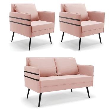 Imagem de Kit 01 Namoradeira 02 Lugares E 02 Poltronas De Ferro Rose