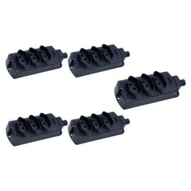 Imagem de Kit 5 Réguas com 3 Tomadas MarGirius TMU3-320 2P+T 20A Preta Bivolt, Ú