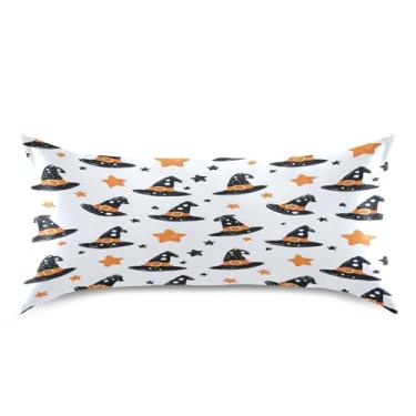 Imagem de Blueangle Capa de almofada de cetim com desenhos animados de bruxa para cabelo e pele, tamanho king size (50,8 x 101,6 cm) - Capas de almofada de cetim refrescantes com fecho de envelope (576)