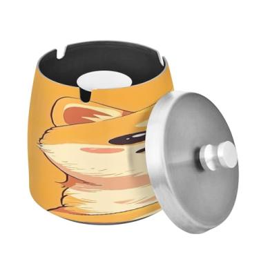 Imagem de Blueangle Cinzeiro fofo para cães Kawaii com tampa para cigarros, à prova de vento/chuva, aço inoxidável, sem fumaça, inodoro, cinzeiro para uso interno ou externo (183)