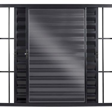 Imagem de Janela Veneziana 3 Folhas Móveis com Grade Vidro Liso 100x120 Ecosul Esquadrisul