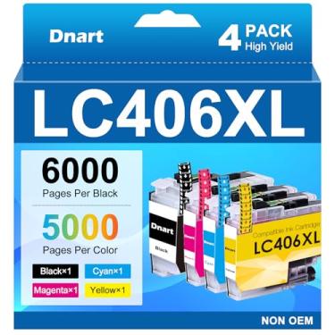 Imagem de LC406XL Cartuchos de tinta para impressora Brother compatíveis com cartuchos de tinta Brother LC406 LC 406XL LC406 XL LC 406 Funciona para MFC-J1010DW, MFC-J1012DW, MFC-J1170DW, DCP-J1800DW