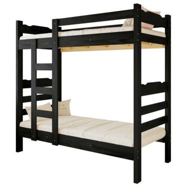 Imagem de Beliche Life Madeira Maciça Reforçado Solteiro com Grade Cor Preto