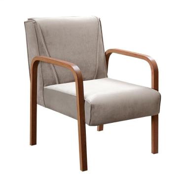 Imagem de Poltrona Decorativa Anita Cadeira Moderna Sala Recepção - Veludo Capuccino 250