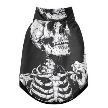 Imagem de SEHANY Casaco de cachorro com tatuagem de caveira para cães pequenos, superquente, à prova de vento, jaqueta de inverno, macia, aconchegante para animais de estimação, moletom para clima frio na neve