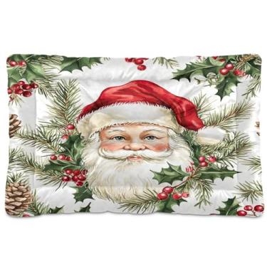 Imagem de SEHANY Cama de Natal para cães de Papai Noel, cama de gato com fundo antiderrapante, cama de canil, colchão macio para animais de estimação, lavável para cães pequenos, médios e grandes, gatos, 91 x