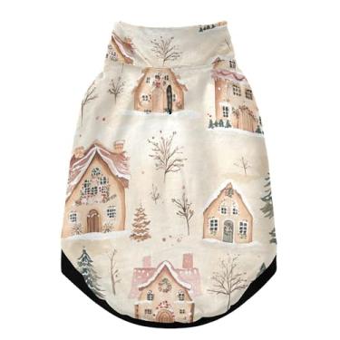 Imagem de SEHANY Casaco de Natal de gengibre para cães pequenos, super quente, à prova de vento, jaqueta de inverno, macia, aconchegante para animais de estimação, moletom para clima frio na neve com furo na