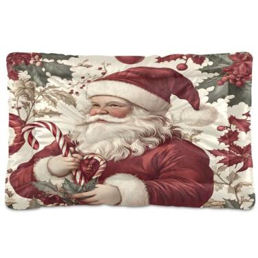 Imagem de SEHANY Cama de Natal para cães de Papai Noel, cama de gato com fundo antiderrapante, cama de canil, colchão macio para animais de estimação, lavável para cães pequenos, médios e grandes, gatos, 45,7 x