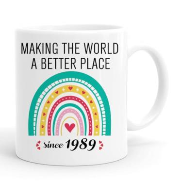 Imagem de PEJAFAN Presentes de aniversário de 37 anos Canecas de café - Fabulosos presentes de 1989 para mulheres e homens, engraçado virando copo de festa de 37 anos presente para mãe, irmã (1989)