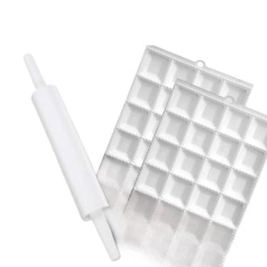 Imagem de Kit de 2 Formas de Mini Pastel e Ravioli + Rolo de Massa 40cm – Salgados Padronizados em Alta Quantidade em Casa(KIT 2 Formas + Rolo de Massa)