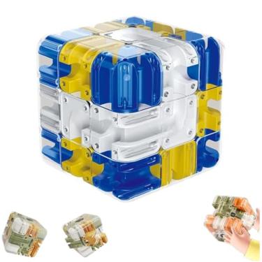 Imagem de 3D Labyrinth Puzzle Maze Cube - Engaging Brain Teaser Toy, Maze Cube Games, 3D Labyrinth Puzzle Magic Cube & Ball, Improve Spatial Recognition and Cultivate Logical Thinking (Blue)