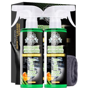 Imagem de Limpador de carro interior, limpador de couro, estofado, kit de teto de carpete painel brilhante para vinil, plástico, tecido, carpete e muito mais, aroma cítrico