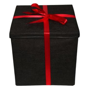 Imagem de Caixa de Presente Extra Grande com Laço de Seda - Elegante para Presentes Especiais(Preto/Vermelho)