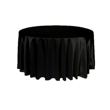 Imagem de Kit 10 Toalha De Mesa Redonda Cetim Seda Preto 1,50M Festa