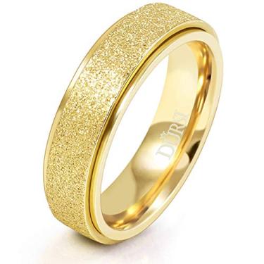 Imagem de Anel giratório DURSI para mulheres, masculino, moderno, aço inoxidável, anel, para ansiedade, acabamento de areia, 6 mm/8 mm