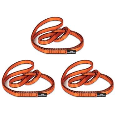 Imagem de VFKENA Correia de nylon para escalada de 18 mm 23KN CE2008/EN566 tiras fortes para escalada, montanhismo, rapel, balanço, rede de ioga, etc. (laranja, 90 cm / 35 polegadas | Pacote com 3)