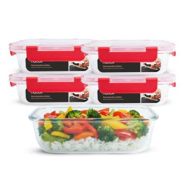 Imagem de Conjunto 5 Potes De Vidro Hermético Travas Premium 640ml Fit - U4HOME,