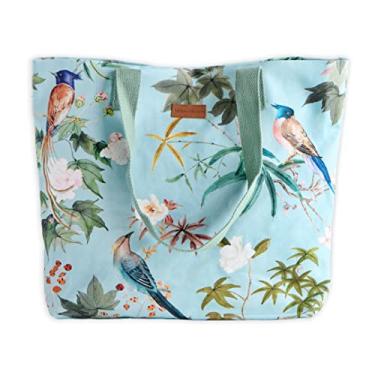 Imagem de Maison d' Hermine Sacola de lona 100% algodão, bolsa de compras de ombro para trabalho, praia, viagens, compras, perfeita para mulheres e meninas, Hokuzai - Verde