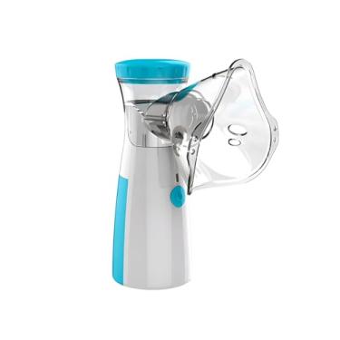 Imagem de Nebulizador Portátil Ultrassônico, Branco e Azul, 10ml, USB e Pilhas AA, com Máscara e Bocal, Silencioso