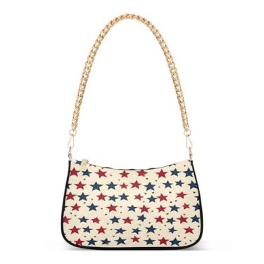 Imagem de CEBUGI Bolsas transversais para mulheres, bolsa de ombro com estrelas do Dia da Independência, bolsa clutch estilosa com alça de corrente