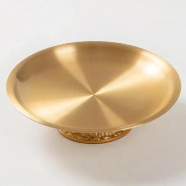 Imagem de FENNYYAR Prato de oferta de cobre, prato de frutas para uso doméstico, sala de estar, 21 cm, enfeite guanyin consagrar o deus da riqueza