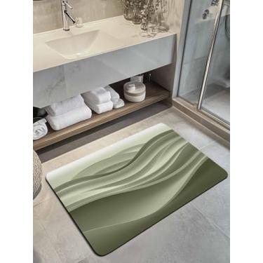 Imagem de Litter Star Tapete de banheiro verde sálvia gradiente arte fluida tapete de banho terra diatomácea, tapete de chuveiro absorvente tapete antiderrapante para cozinha, quarto, tapetes modernos abstratos