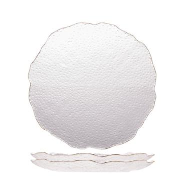 Imagem de Jogo 2 Prato De Sobremesa De Cristal Martelado Com Borda Dourada Para Servir 20cm Wolff