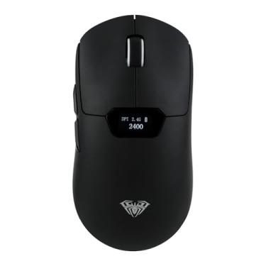 Imagem de MechLands Aula SC390 Mouse leve para jogos com tela de exibição, mouse sem fio 2.4G/USB-C/BT com bateria de 400 mAh, ajustável 20.000 DPI e taxa de polling de 1000, sensor PAW3311, para Win/Mac (preto