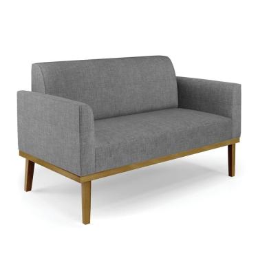 Imagem de Sofá Namoradeira Base De Madeira Fixa Castanho Marisa Linho Grafite A26 D03 - D?rossi