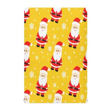 Imagem de Qilmy Lindo lençol de bebê de Natal com Papai Noel, macio e respirável, de microfibra elástica, lençol com elástico para meninos e meninas, miniberço, 99 cm x 68,5 cm, capa de colchão infantil