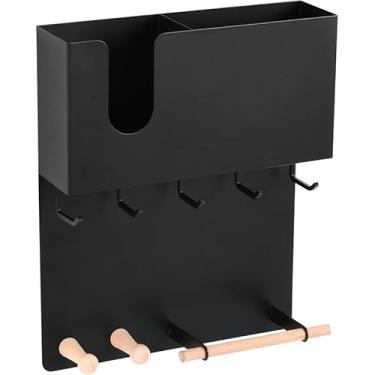 Imagem de ADVEZO Porta-chaves magnético e suporte de guarda-chuva para parede, prateleira de entrada multifuncional para tecidos. Ganchos resistentes para chaves, bolsas. Organizador de economia de espaço para