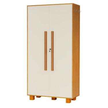Imagem de Armário Multiuso 100% Mdf 2 Portas C/ Chave Londres Naturale/off White