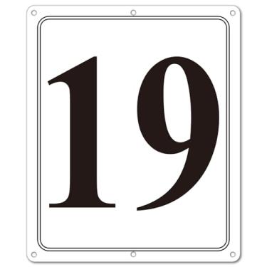 Imagem de i-CowFun Placa numerada de metal premium ao ar livre, refletiva 30,5 cm x 25,4 cm grandes placas numéricas de alumínio 19 para estacionamento, quadra de tênis, campo, armazém, corredor, edifício, doca