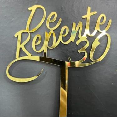 Imagem de Topo de Bolo 30 Anos em Acrílico Espelhado - Decoração para Festas - n