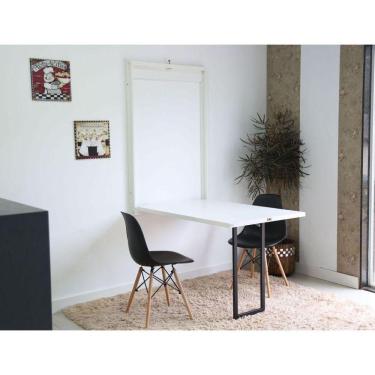 Imagem de Kit Mesa Dobrável Retrátil 120x75 Branca + 2 Cadeiras  Preta