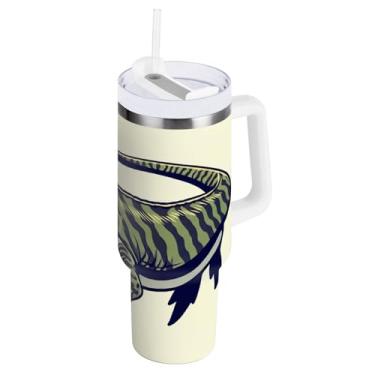 Imagem de ODAWA Copo com isolamento de dinossauro de 1,134 g com tampa e canudo, copo com isolamento duplo