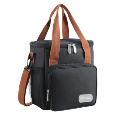 Imagem de Bolsa térmica espaçosa e resistente Premium- Dois Compartimentos - Ideal para Trabalho, Academia, Escol,a Faculdade e Passeios (Preta)