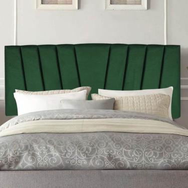 Imagem de Painel Cabeceira Estofada Bélgica 195cm Cama Box King Suede Verde- Mabe Magazine