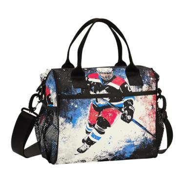 Imagem de Lancheira preta de escritório para jogadores de hóquei, para mulheres, reutilizáveis, térmicas, com isolamento térmico para crianças, meninas e meninos