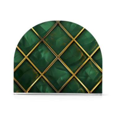 Imagem de Porta-guardanapos verdes e dourados, porta-guardanapos de almoço de acrílico para mesas, suporte de guardanapo de pé para jantar cozinha restaurante decoração de casa acessórios de bar