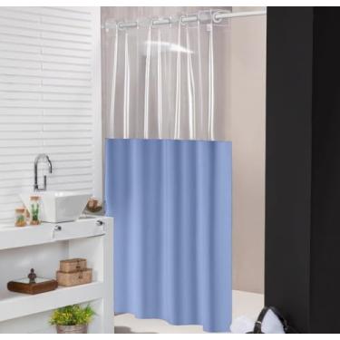 Imagem de Cortina para Box de Banheiro Impermeável com Ilhós (Azul)