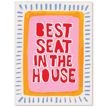 Imagem de YYS Best Seat in The House Placa de Banheiro Arte de Parede Bonito Engraçado Colorido Dopamina Pôster Moderno Citações Divertidas Impressões em Tela para Banheiro Banheiro Decoração de Parede 30,5 x