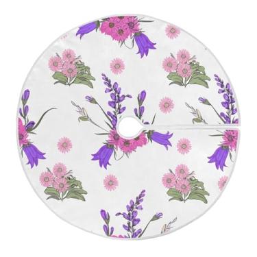 Imagem de Wassud Saia para árvore de Natal com laços seguros, flores de 118 cm, tapete de árvore de Natal elegante para festas de ano novo, decoração de casa