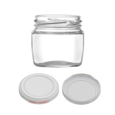 Imagem de 3x Pote de vidro Redondo 105ml - Tampas Brancas