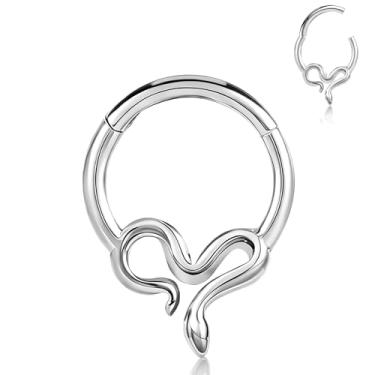 Imagem de DOEARKO Anéis de septo 16G 8 mm de aço inoxidável de alto polimento, hipoalergênicos, argolas clicker para mulheres e homens, joias modernas para piercing de nariz, 8MM, Aço inoxidável, Sem Pedra